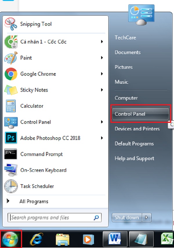cách mở control panel