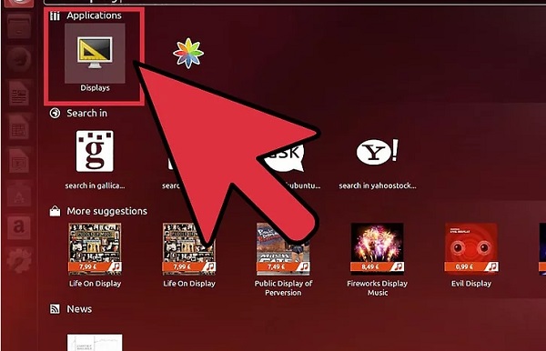 chọn display từ menu system