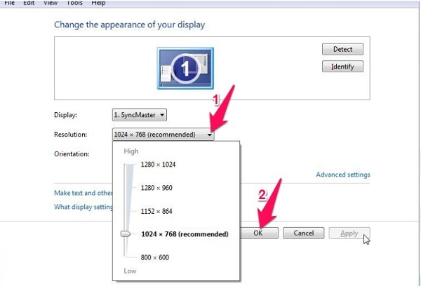 lựa chọn độ phân giải phù hợp