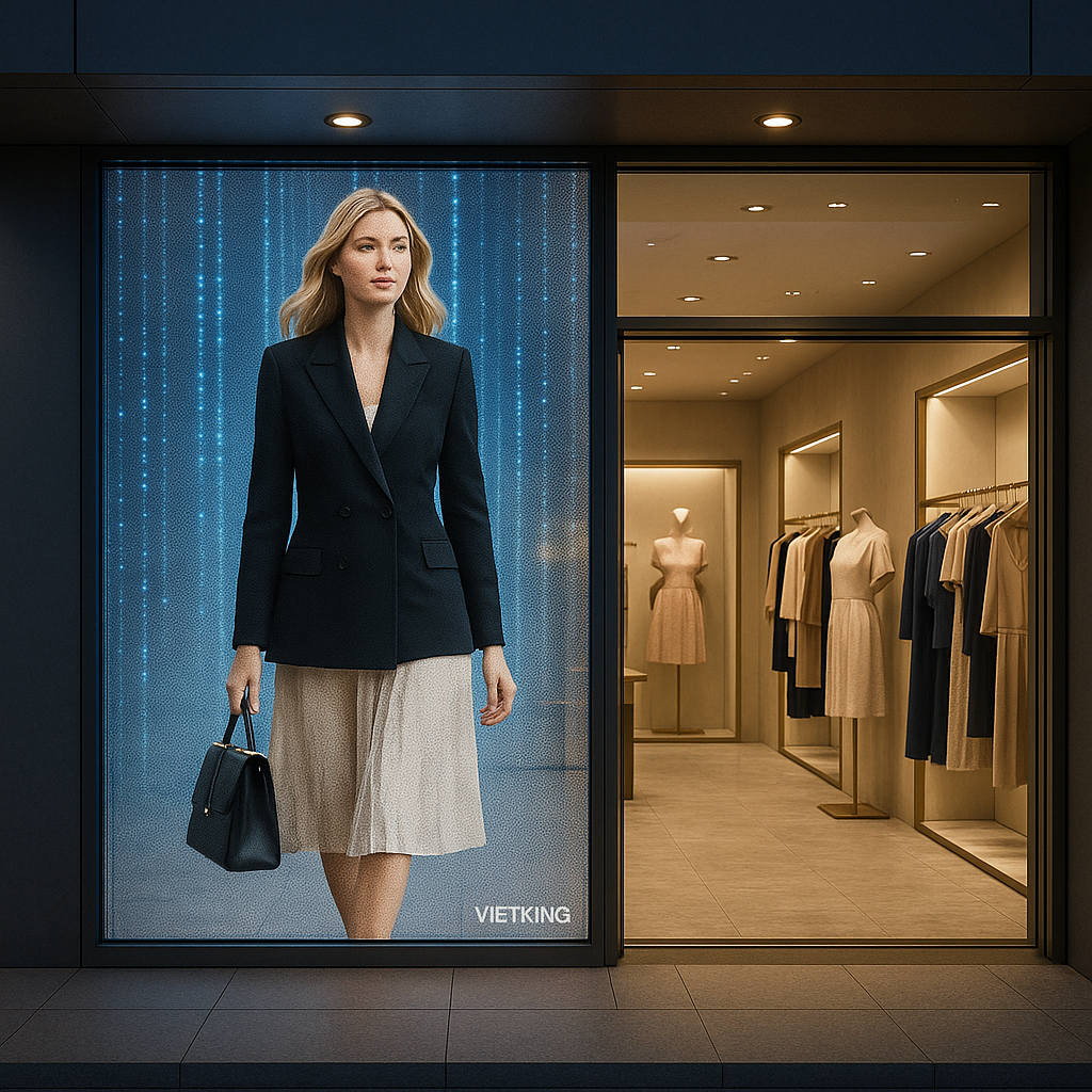 Ứng dụng LED trong suốt tạo hiệu ứng trình chiếu tinh tế tại showroom thời tran