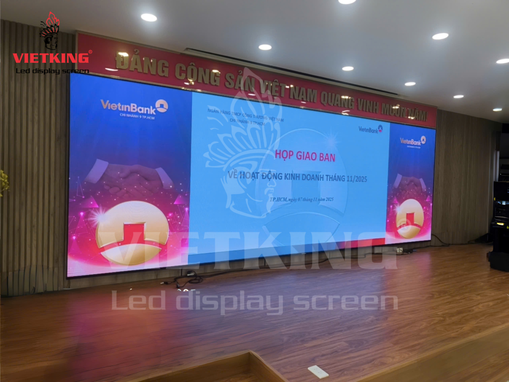 Màn hình LED P2 trong nhà tại VietinBank Chi nhánh 9