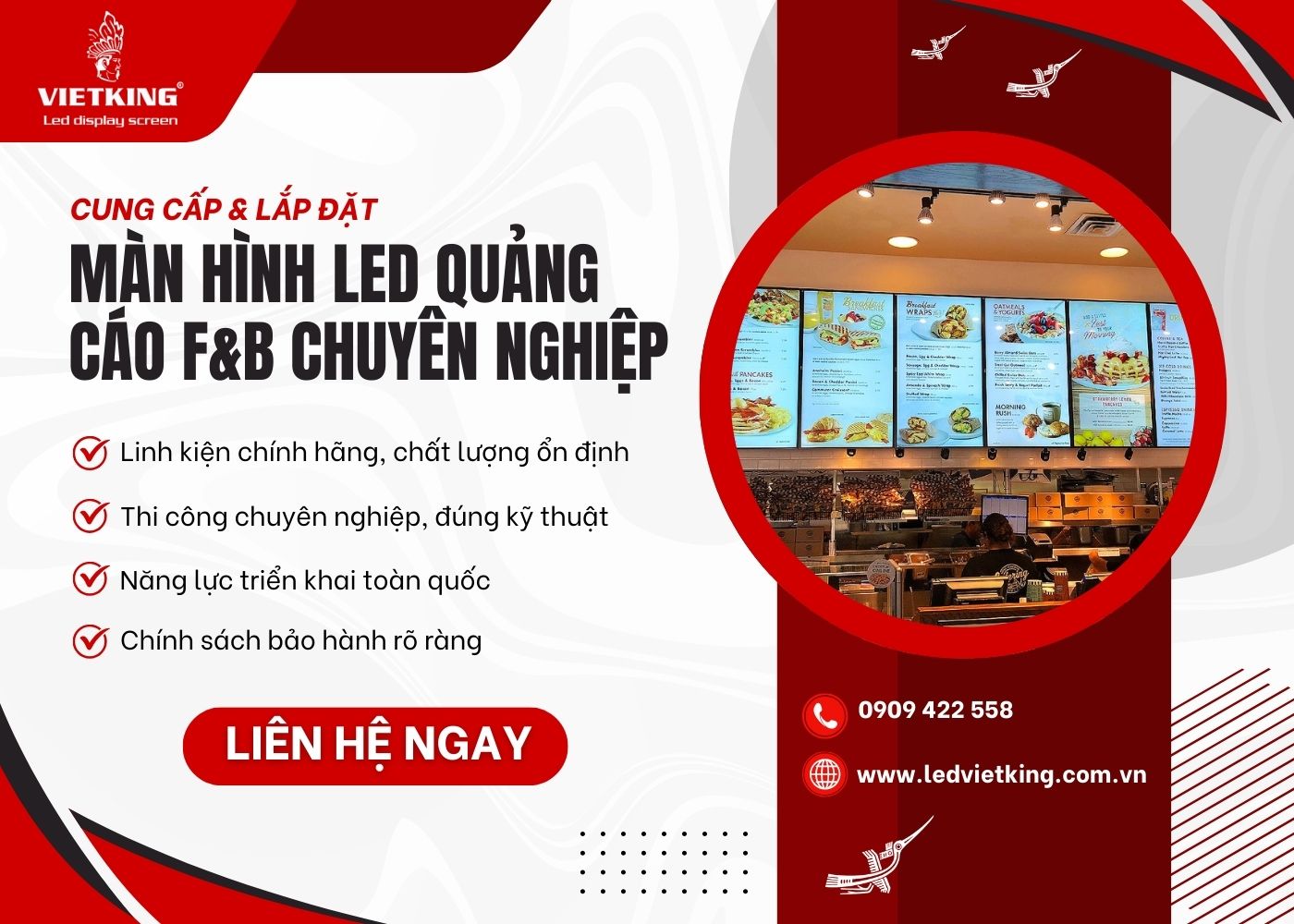 Mua màn hình LED quảng cáo chuyên nghiệp cho F&B tại VIETKING