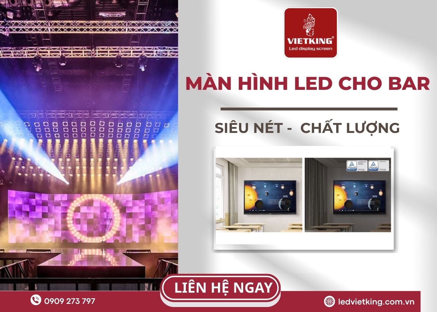 VIETKING - Đơn vị lắp đặt thi công màn hình LED cho quán bar uy tín