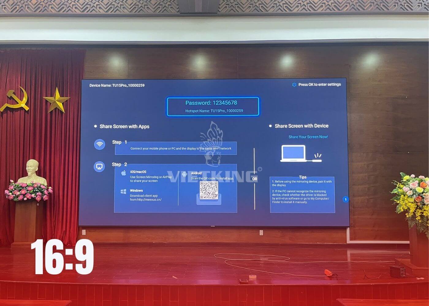 Tỷ lệ màn hình LED 16:9 Widescreen tương thích với hầu hết nguồn phát Tỉ lệ màn LED 16:9 (Widescreen)