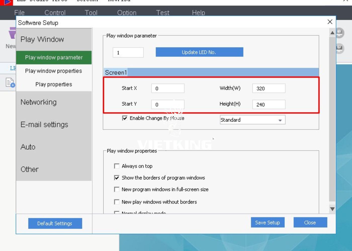 Thiết lập kích thước màn hình LED
