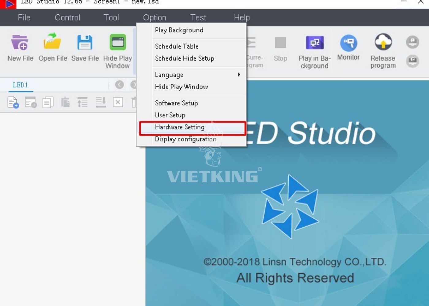 Thiết lập cài đặt phần cứng phần mềm LED Studio.