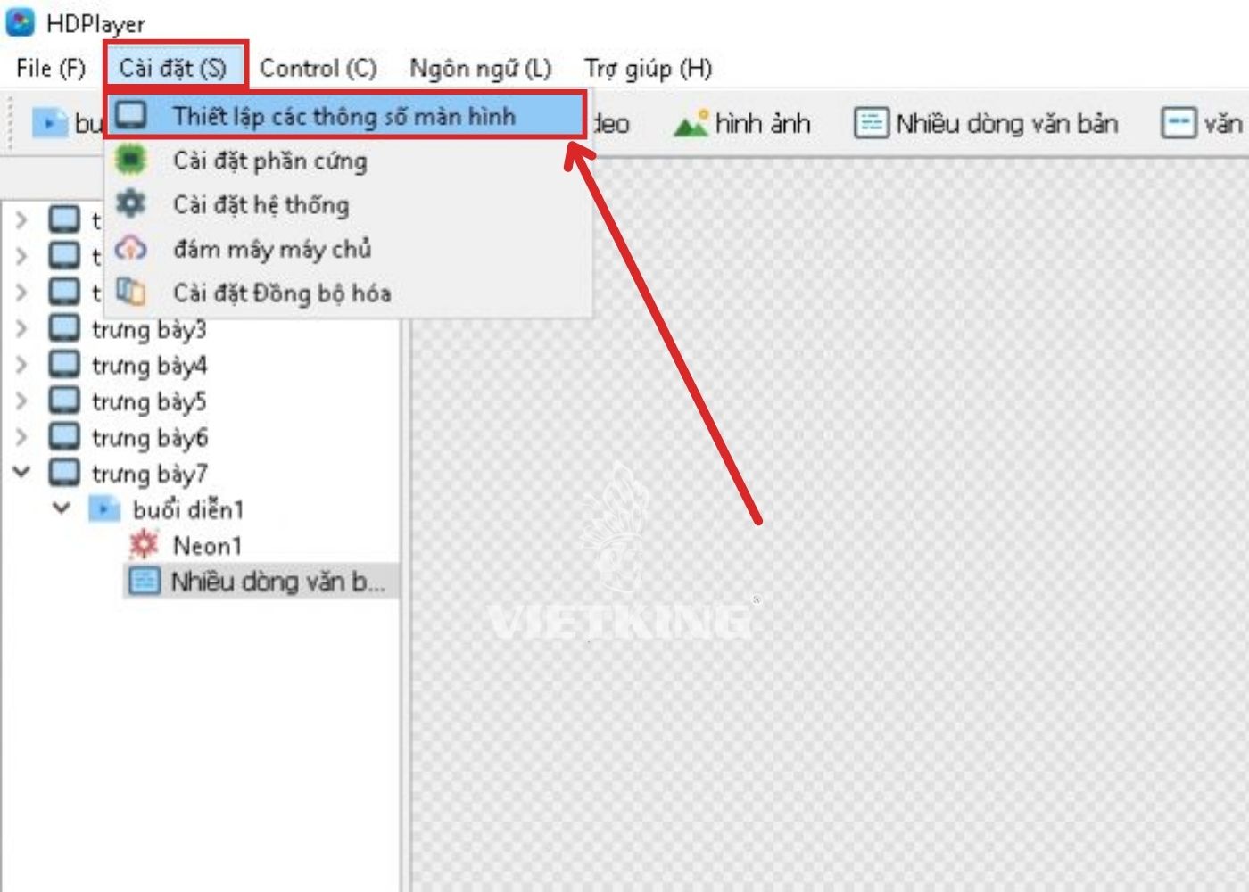 Bước 3: Nhập thông tin tấm LED trên phần mềm HD Player