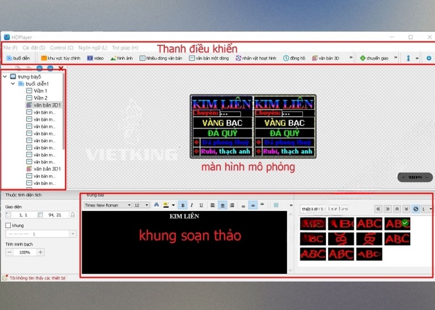 Bước 4: Sử dụng các tính năng trên HD Player thiết lập cấu hình cho màn LED