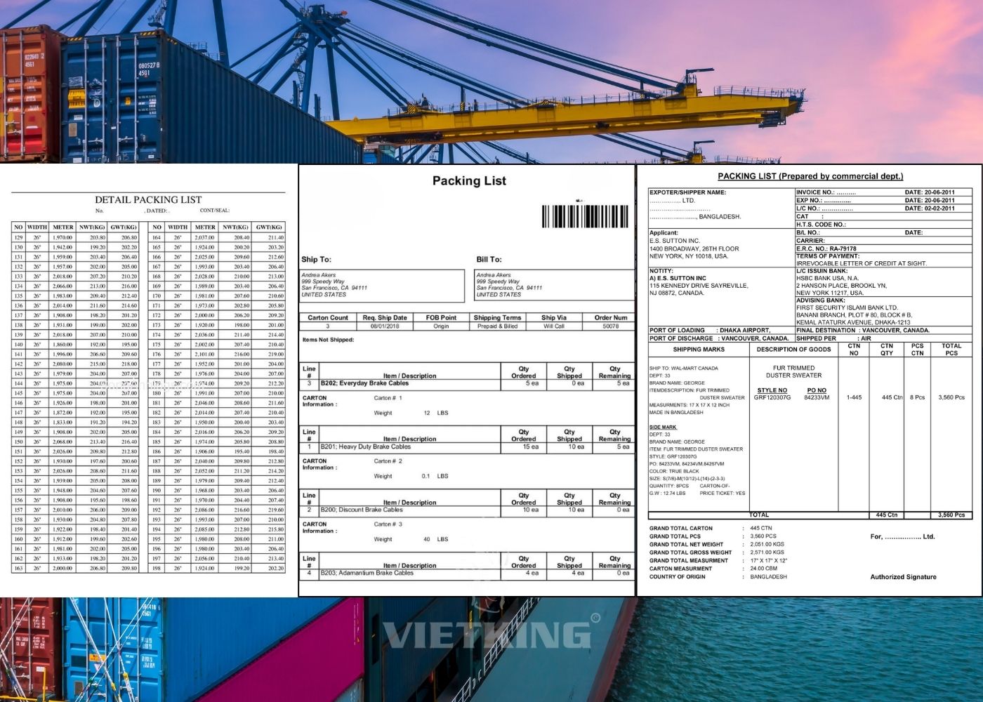 Phân loại Packing List phổ biến
