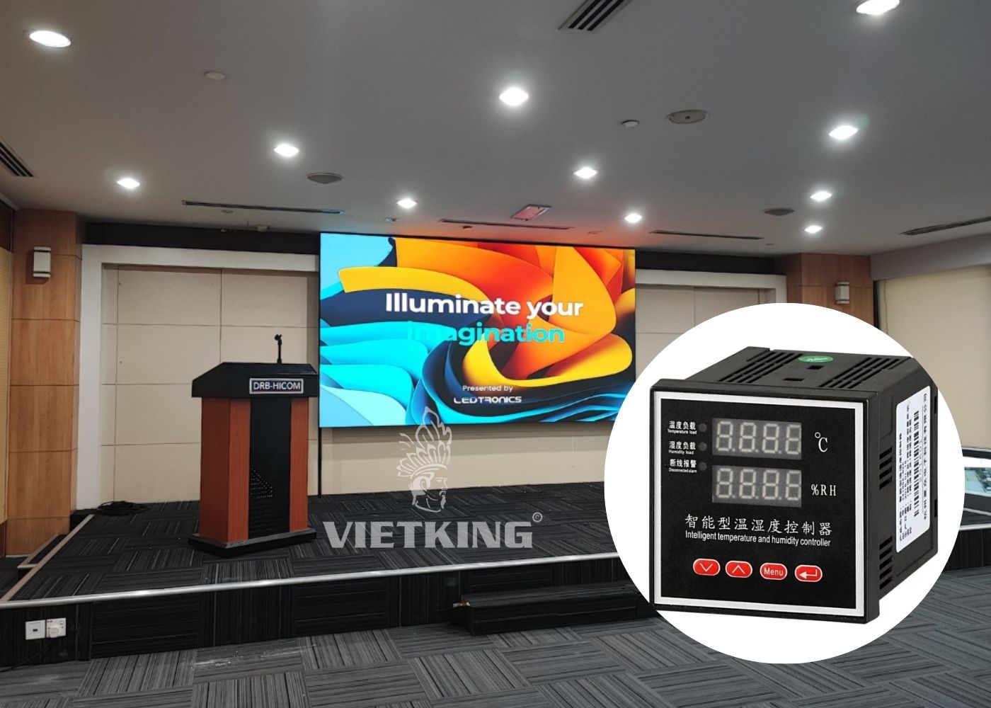 Trang bị cảm biến theo dõi độ ẩm để đảm bảo duy trì độ ẩm lý tưởng cho màn LED Lắp đặt cảm biến theo dõi độ ẩm và nhiệt độ