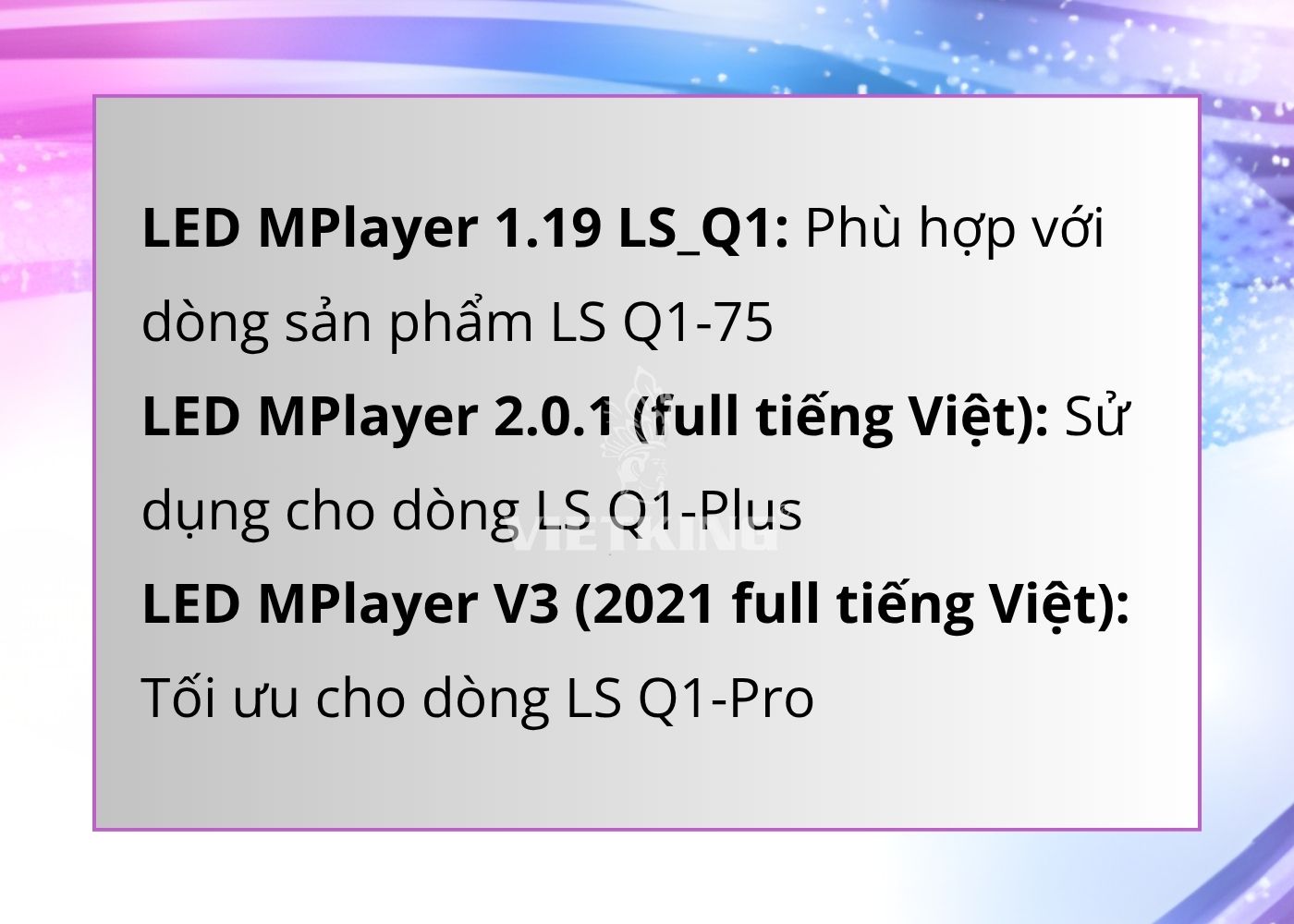 lưu ý sử dụng phần mềm led mplayer