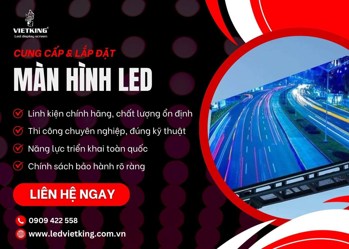 VIETKING đơn vị thi công lắp đặt màn LED tiết kiệm uy tín