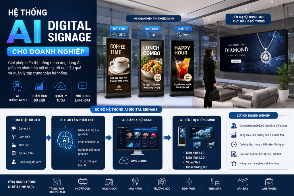 Hệ thống AI Digital Signage cho doanh nghiệp