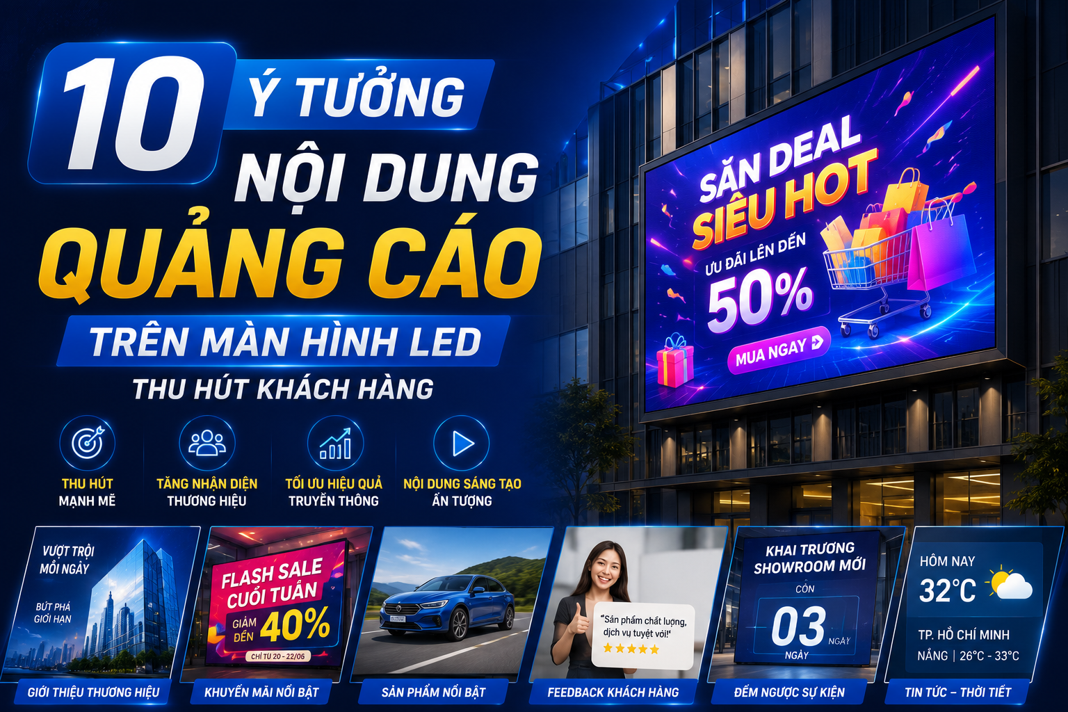 10 Ý Tưởng Nội Dung Quảng Cáo Trên Màn Hình LED Thu Hút Khách Hàng